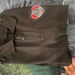 Moncler Black Polo with Red Heart Patch